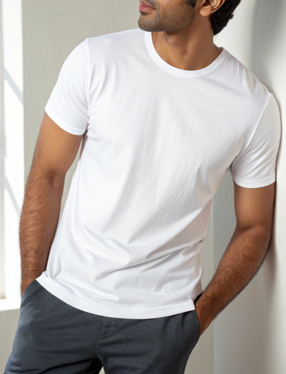 White Half Sleeve Classic Tee - Ultra Soft